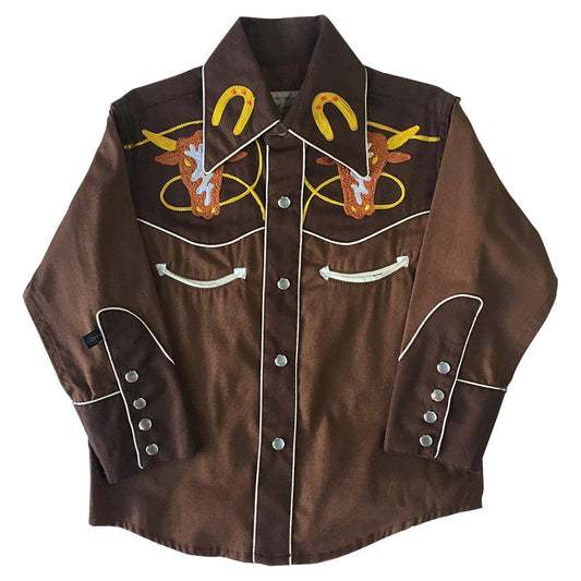 Rockmount Ranch Wear Kids Embroidered 2 Tone Steer Western Shirt - Rockmount Clothing