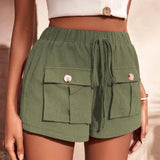 Tie Waist Cargo Shorts - Trendsi