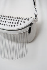 PU Leather Studded Sling Bag with Fringes - Flyclothing LLC