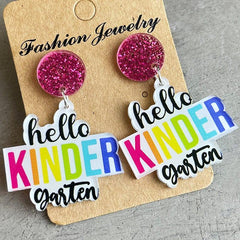 HELLO SECOND GRADE Acrylic Dangle Earrings - Trendsi