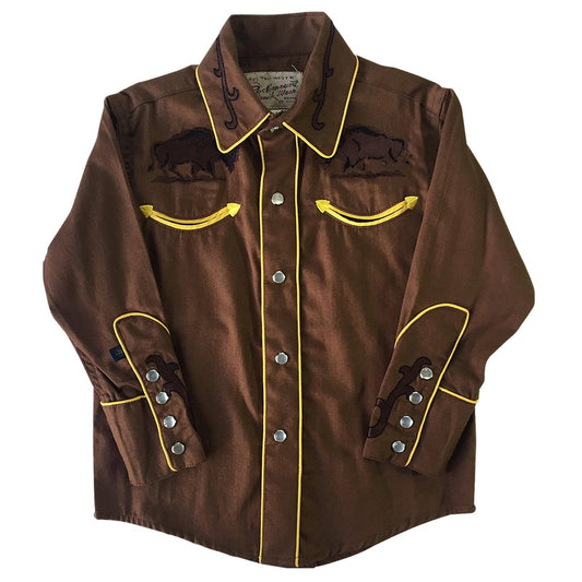 Rockmount Ranch Wear Kids Embroidered Bison Western Shirt - Rockmount Clothing