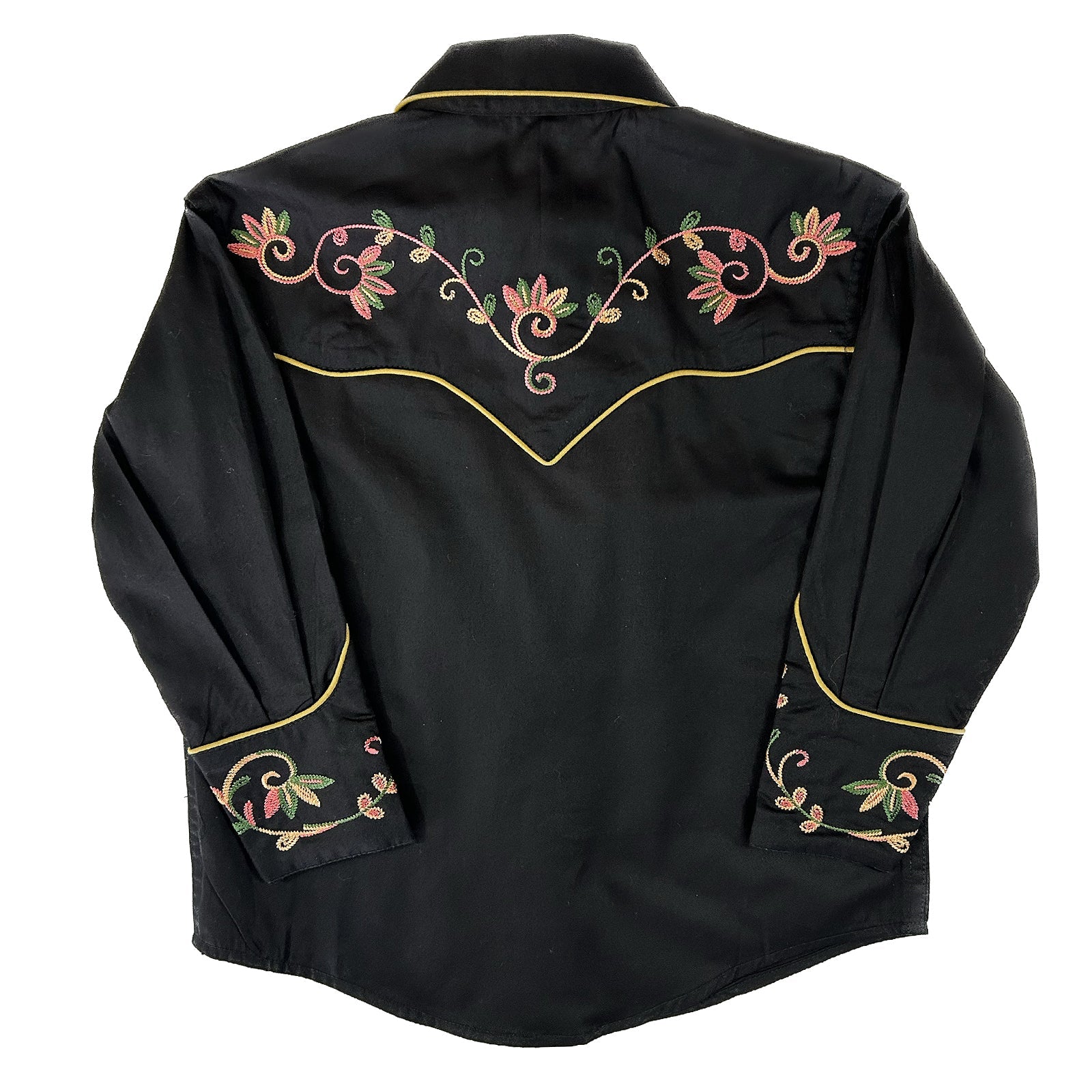 Rockmount Clothing Kid's Black Vintage Variegated Floral Embroidery