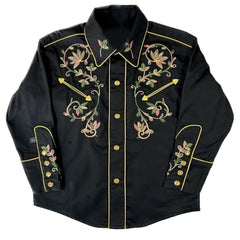 Rockmount Clothing Kid's Black Vintage Variegated Floral Embroidery - Rockmount Clothing