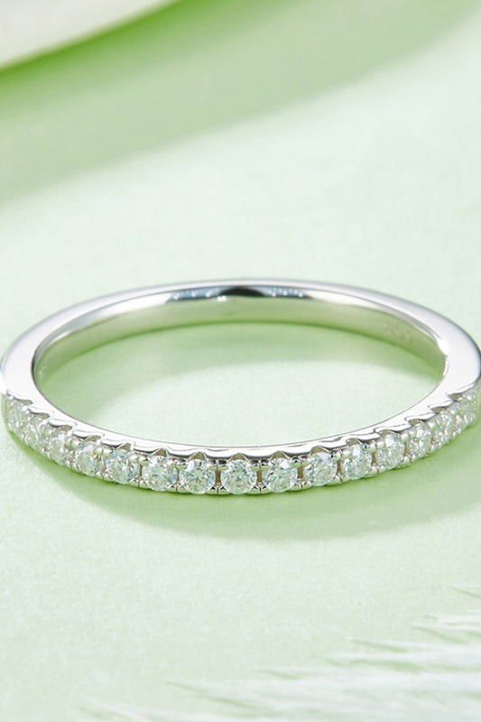 Moissanite Platinum-Plated Half-Eternity Ring - Flyclothing LLC