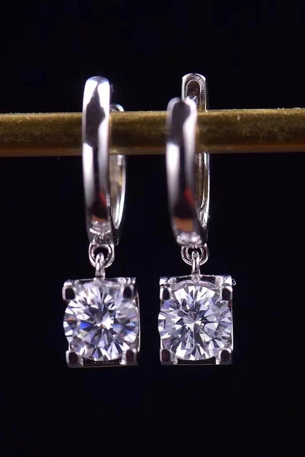 Feel The Surprise 1 Carat Moissanite Platinum-Plated Drop Earrings - Flyclothing LLC