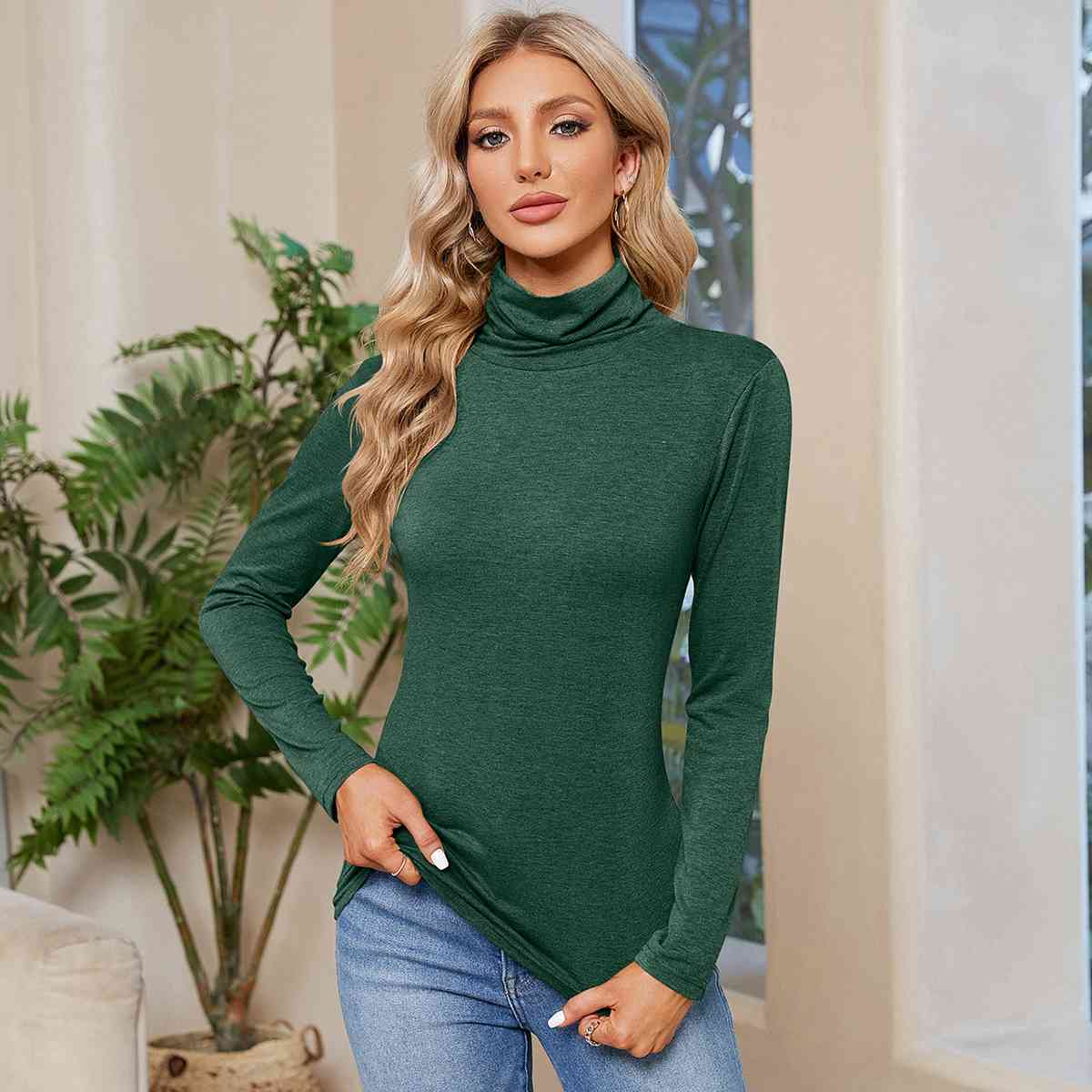 Turtleneck Long Sleeve T-Shirt - Flyclothing LLC