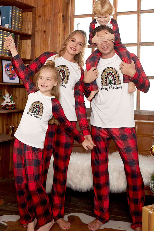 MERRY CHRISTMAS Graphic Top and Plaid Pants Set - Flyclothing LLC