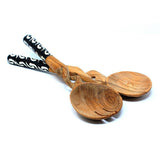 11-Inch Olive Wood Salad Serving Set with Twisted Handles - Jedando Handicrafts - Jedando Handicrafts