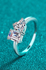 Rhodium-Plated 2 Carat Moissanite Ring - Trendsi