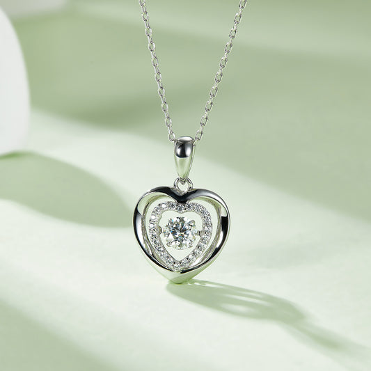 Moissanite 925 Sterling Silver Heart Necklace - Flyclothing LLC