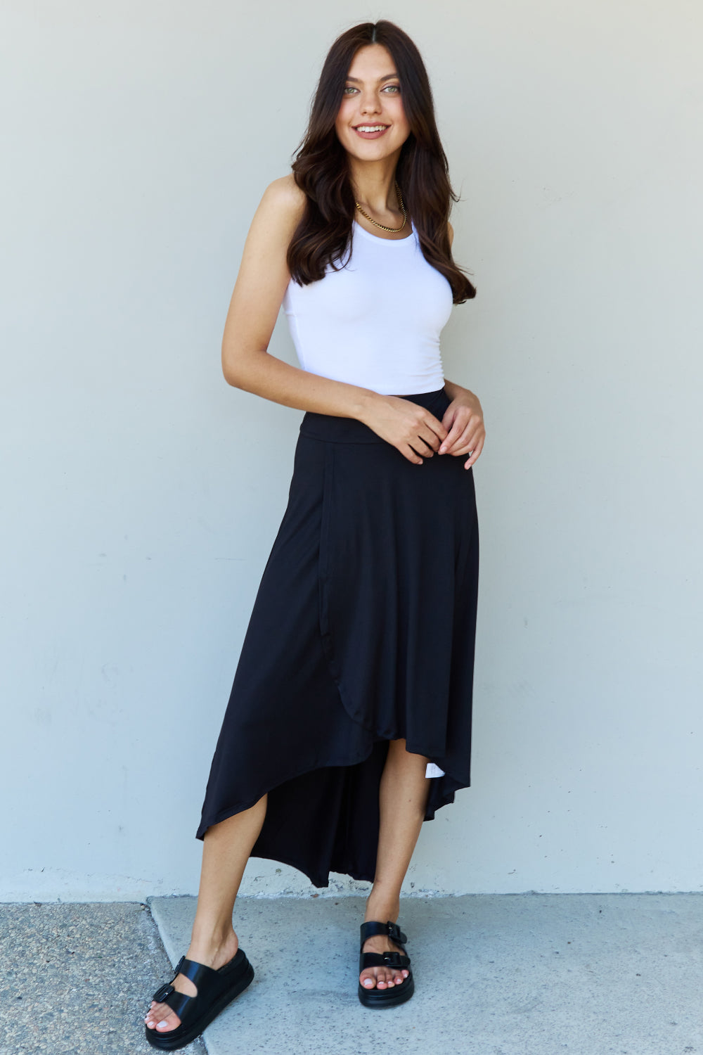 Ninexis First Choice High Waisted Flare Maxi Skirt in Black - Flyclothing LLC