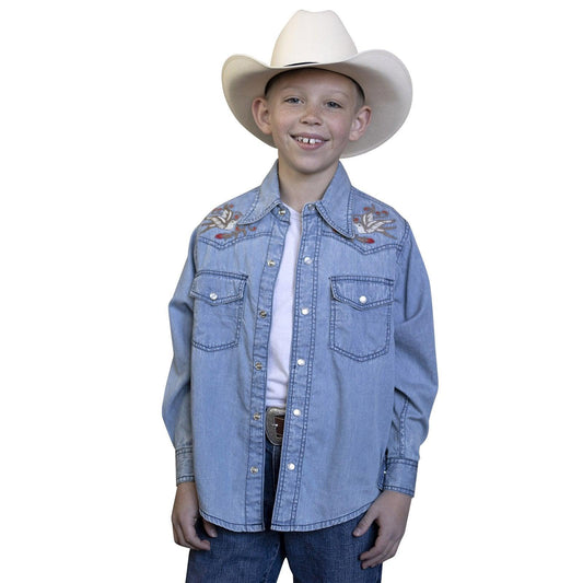 Rockmount Ranch Wear Kids Flying Swallow Embroidery Denim Shirt - Rockmount Clothing