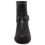 Women's 6" Heeled Buckle Biker Boot Black - Flyclothing LLC