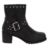 Women's 6" Heeled Buckle Biker Boot Black - Flyclothing LLC