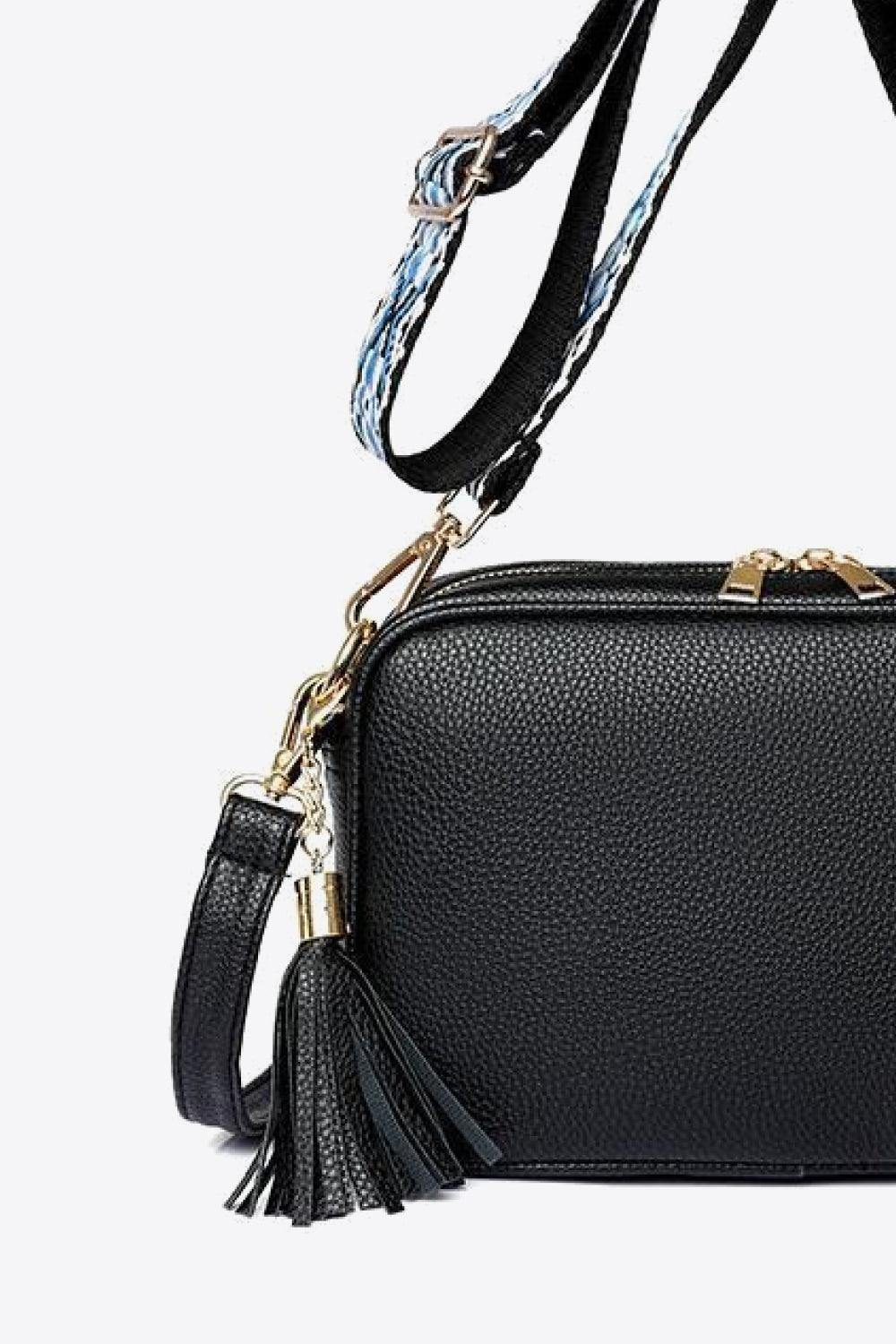 PU Leather Tassel Crossbody Bag - Trendsi