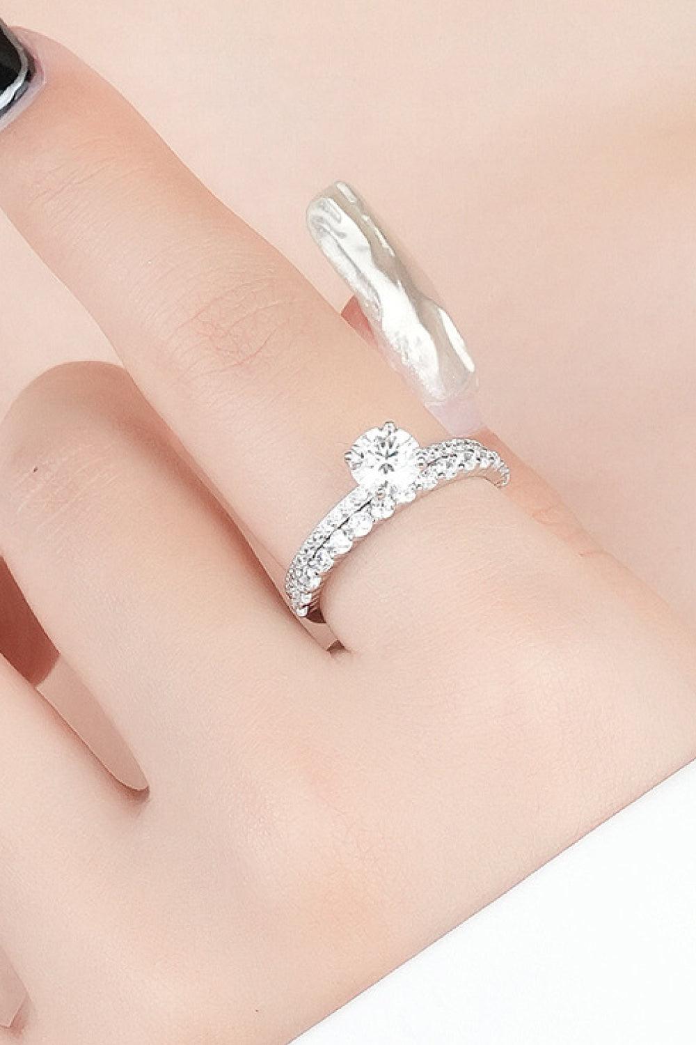 2-Piece 925 Sterling Silver Moissanite Ring - Flyclothing LLC