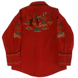 Rockmount Clothing Kids Cactus Cowboy Boots Embroidered Western Shirt In Red - Flyclothing LLC