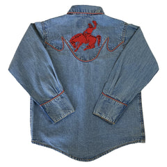 Rockmount Clothing Kid's Embroidered Vintage Bronc Denim Western Shirt - Flyclothing LLC