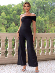 Ruched One Shoulder Jumpsuit - Flyclothing LLC