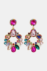 Zinc Alloy Frame Glass Stone Dangle Earrings - Flyclothing LLC