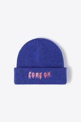 COME ON Embroidered Cuff Knit Beanie - Flyclothing LLC