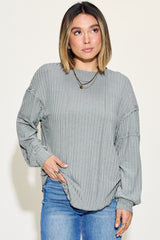 Basic Bae Full Size Ribbed Round Neck Long Sleeve T-Shirt - Flyclothing LLC