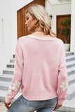 Floral Ribbed Trim Drop Shoulder Cardigan - Flyclothing LLC