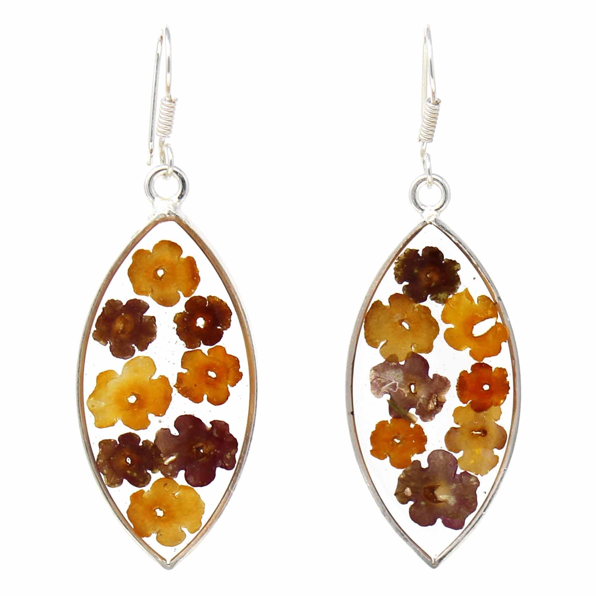 Flowers in Resin Ellipse Earrings - Flyclothing LLC