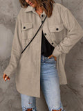 Drop Shoulder Button Down Collared Coat - Flyclothing LLC