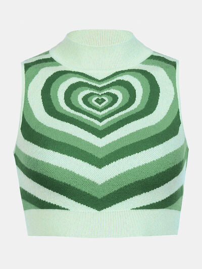 Heart Mock Neck Sweater Vest - Flyclothing LLC