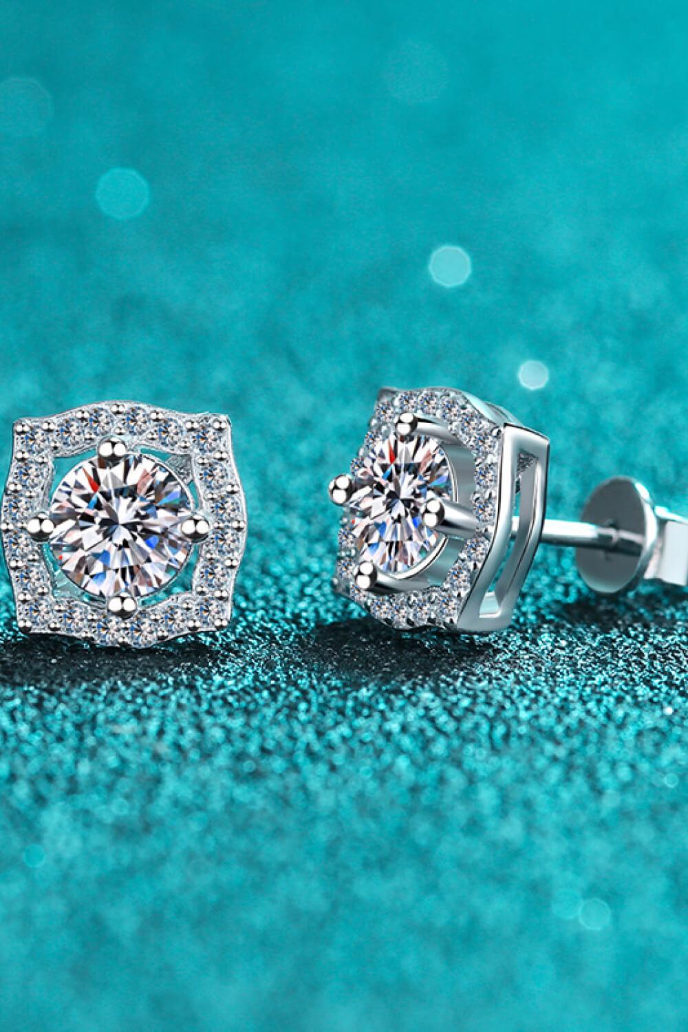 1 Carat Moissanite Geometric Stud Earrings - Flyclothing LLC