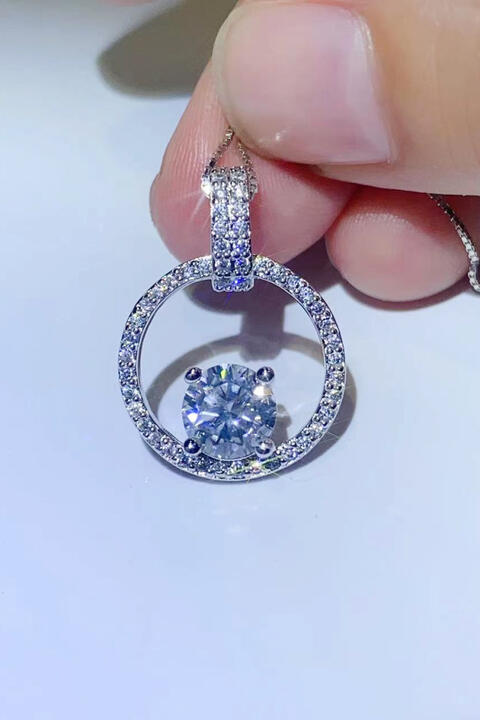 1 Carat Moissanite 925 Sterling Silver Necklace - Flyclothing LLC