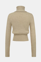 Ribbed Turtleneck Long Sleeve Sweater - Flyclothing LLC