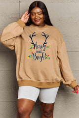 Simply Love Full Size MERRY AND BRIGHT Graphic Sweatshirt - Flyclothing LLC