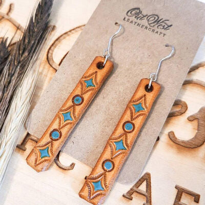 Geometric Leather Bar Earrings - Flyclothing LLC