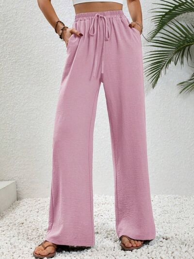 Wide Leg Drawstring Pants - Flyclothing LLC