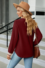 V-Neck Long Sleeve Blouse - Flyclothing LLC