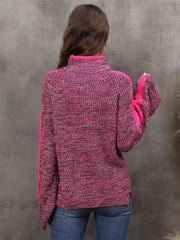 Heathered Turtleneck Long Sleeve Sweater - Flyclothing LLC