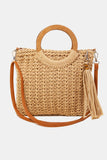 Fame Crochet Knit Convertible Tote Bag with Tassel - Flyclothing LLC