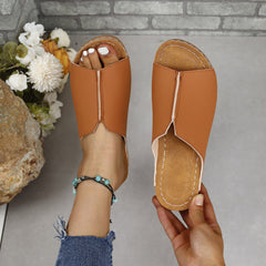 PU Leather Open Toe Sandals - Flyclothing LLC