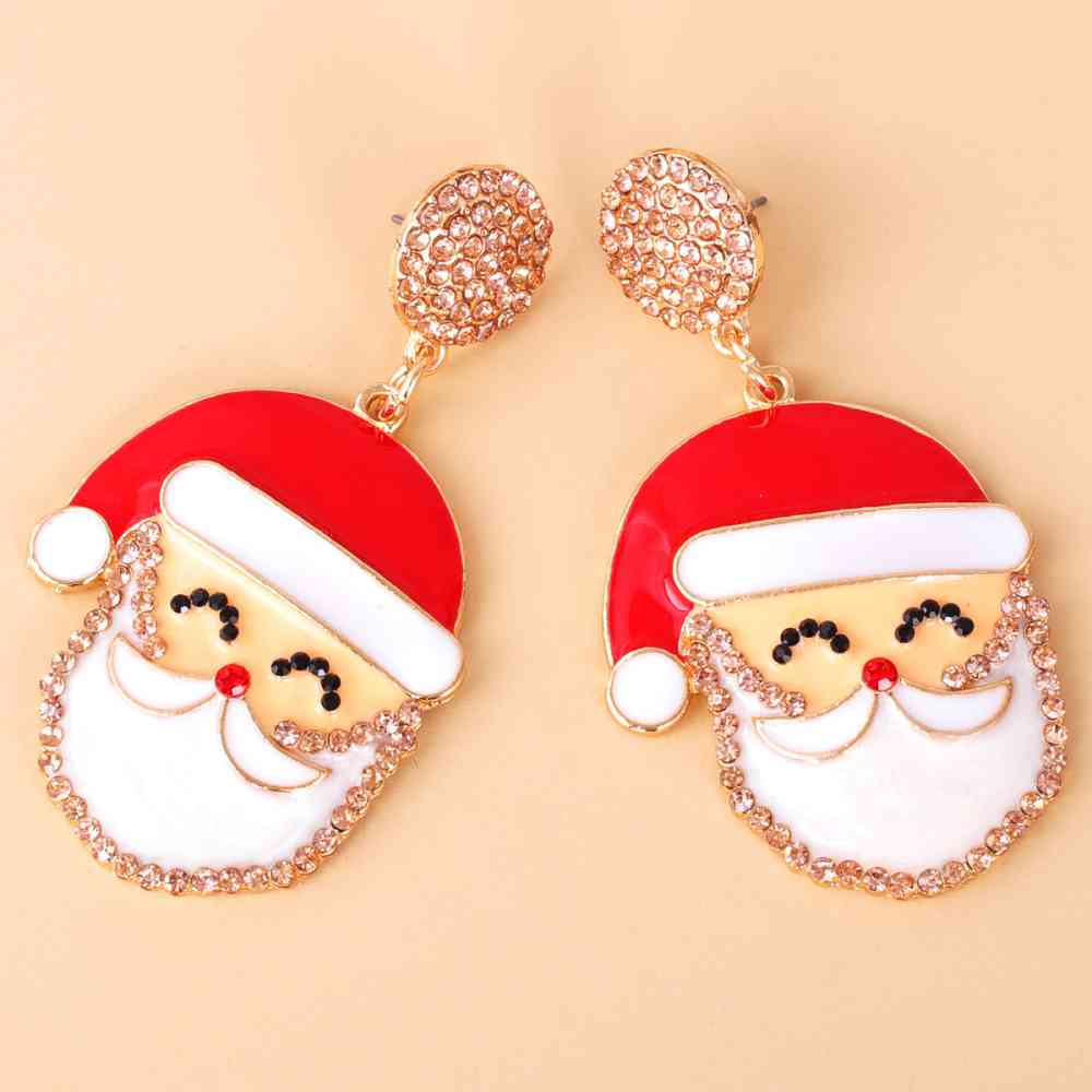 Rhinestone Alloy Santa Earrings - Flyclothing LLC