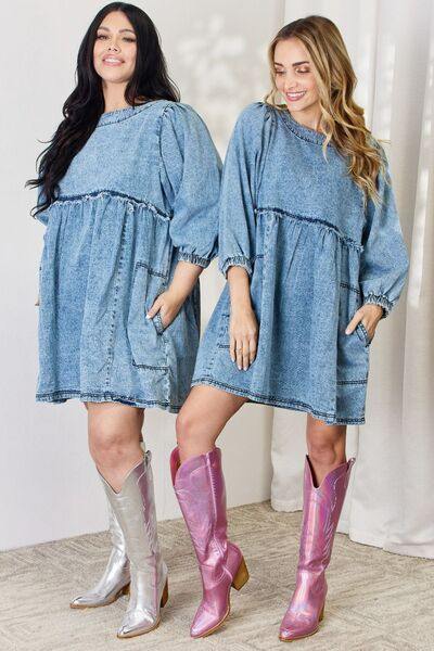 HEYSON Full Size Oversized Denim Babydoll Dress - Flyclothing LLC