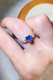 1 Carat Moissanite Heart-Shaped Platinum-Plated Ring in Blue - Flyclothing LLC