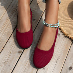 Round Toe Knit Ballet Flats - Flyclothing LLC