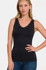 Zenana FRONT & BACK 2-WAY V-NECK / U-NECK SEAMLESS TANK - Flyclothing LLC