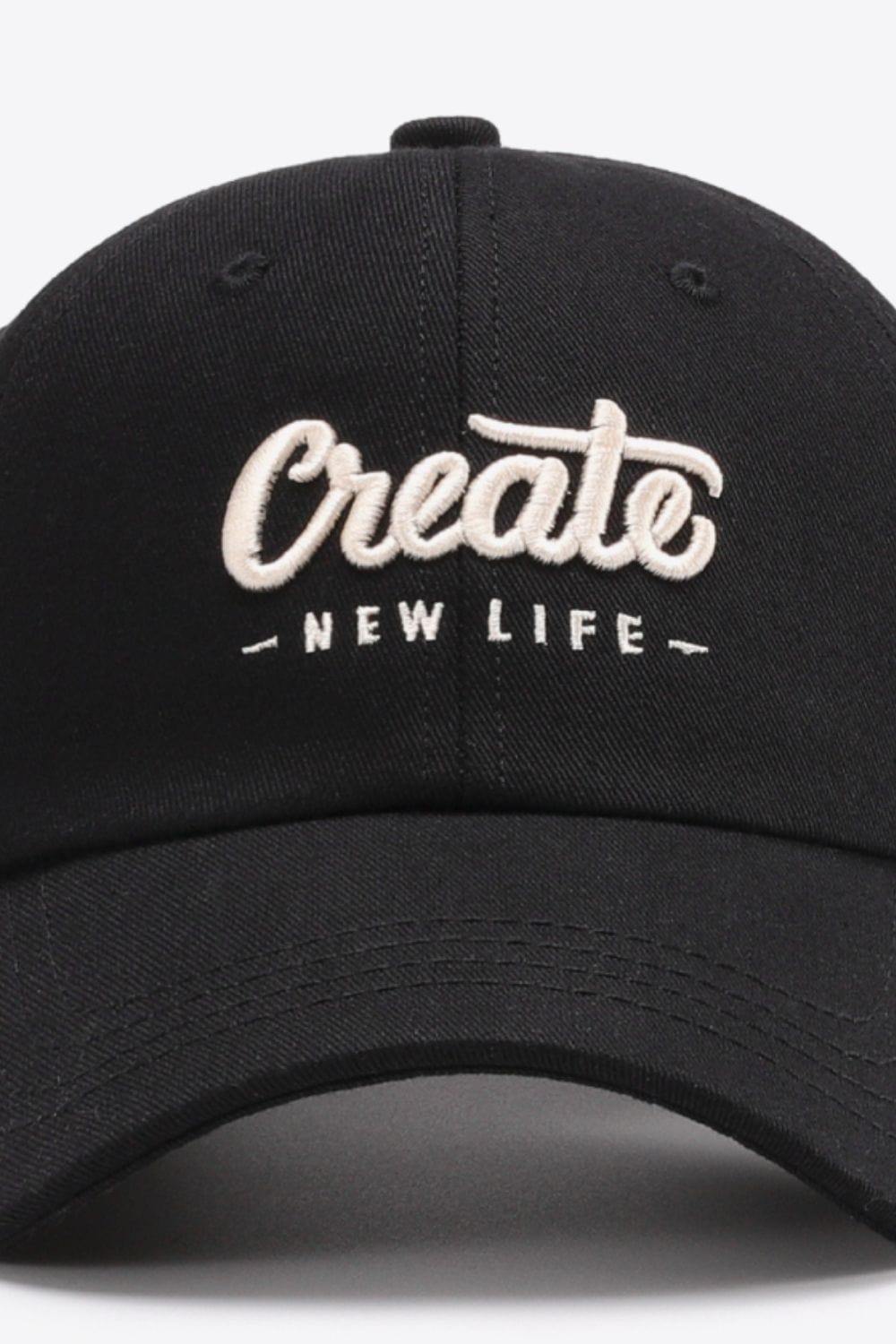 CREATE NEW LIFE Adjustable Cotton Baseball Cap - Trendsi