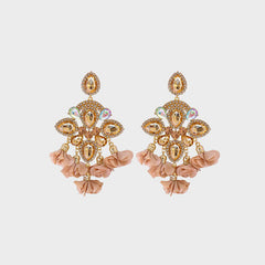 Flower Shape Rhinestone Alloy Dangle Earrings - Flyclothing LLC