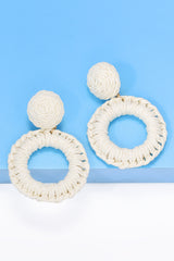 Round Shape Raffia Grass Dangle Earrings - Flyclothing LLC