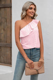 Eyelet One-Shoulder Tank - Trendsi