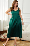 Plus Size Tie-Shoulder Midi Night Dress - Flyclothing LLC